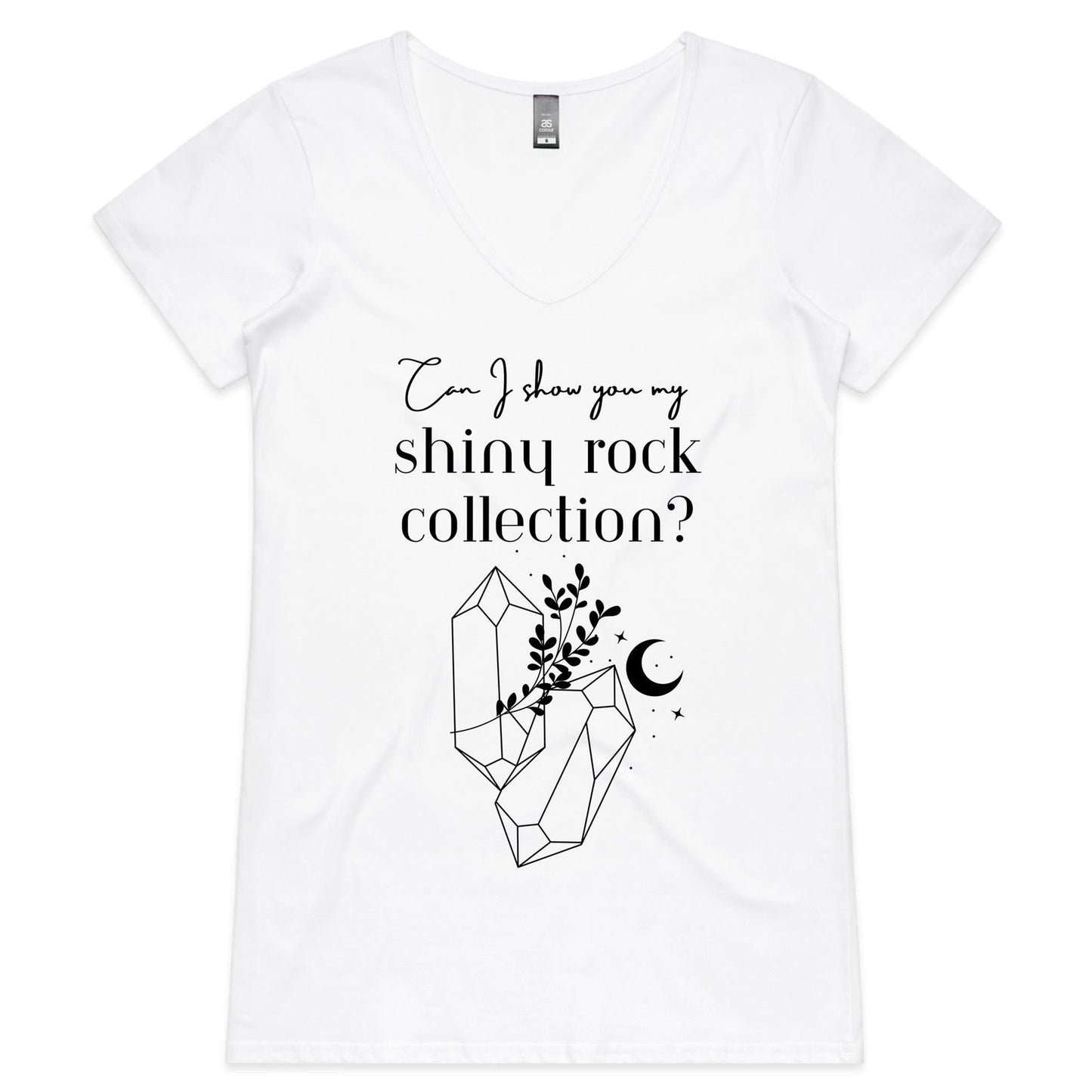Shiny Rocks Womens V-Neck T-Shirt - White