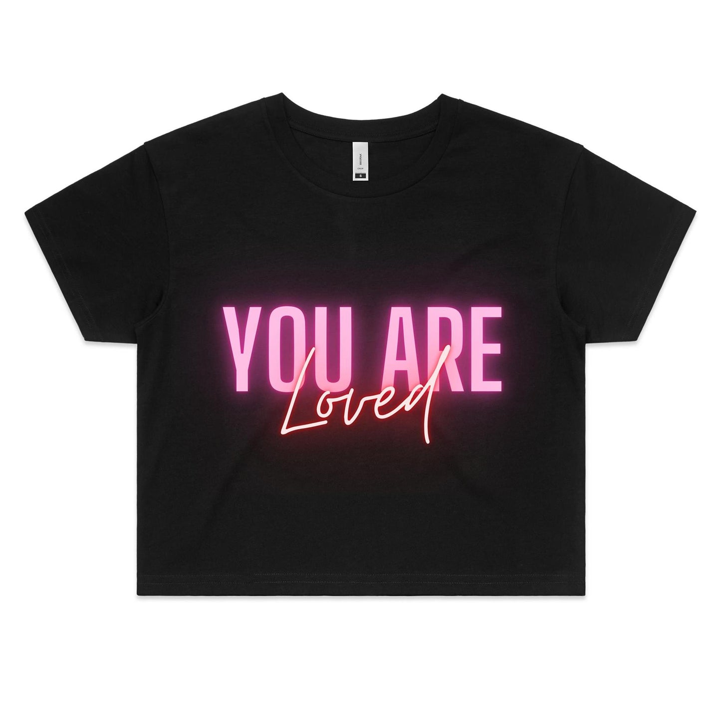 You Are Loved Women's Crop Tee - Black/White
