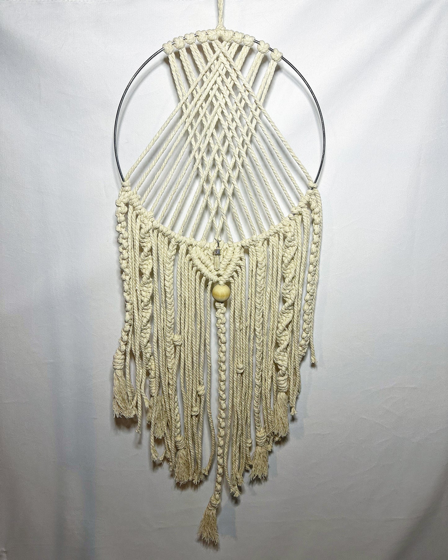 Natural Steel Hoop Hanger with Clear Quartz