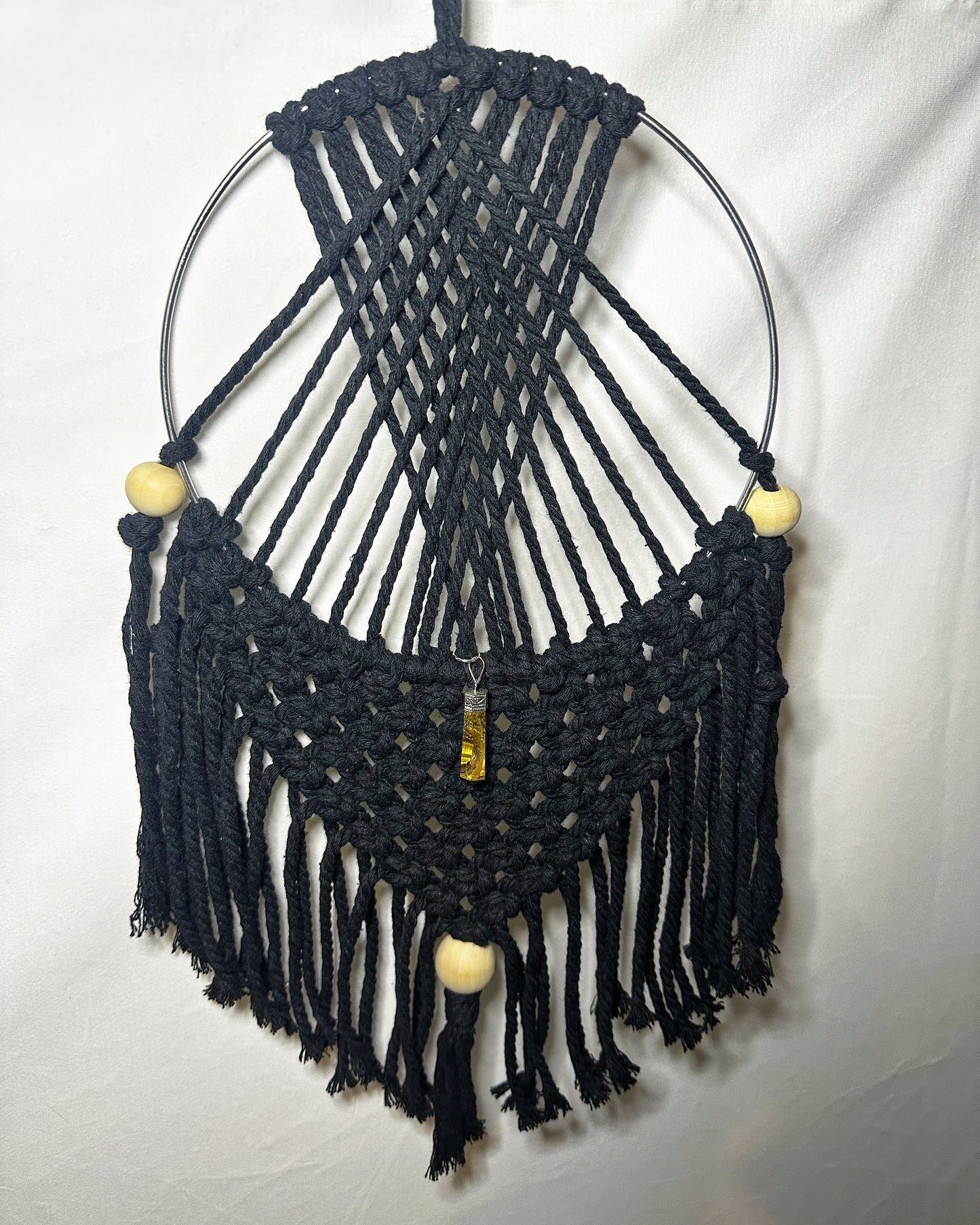 Black Steel Hoop Hanger with Tiger's Eye