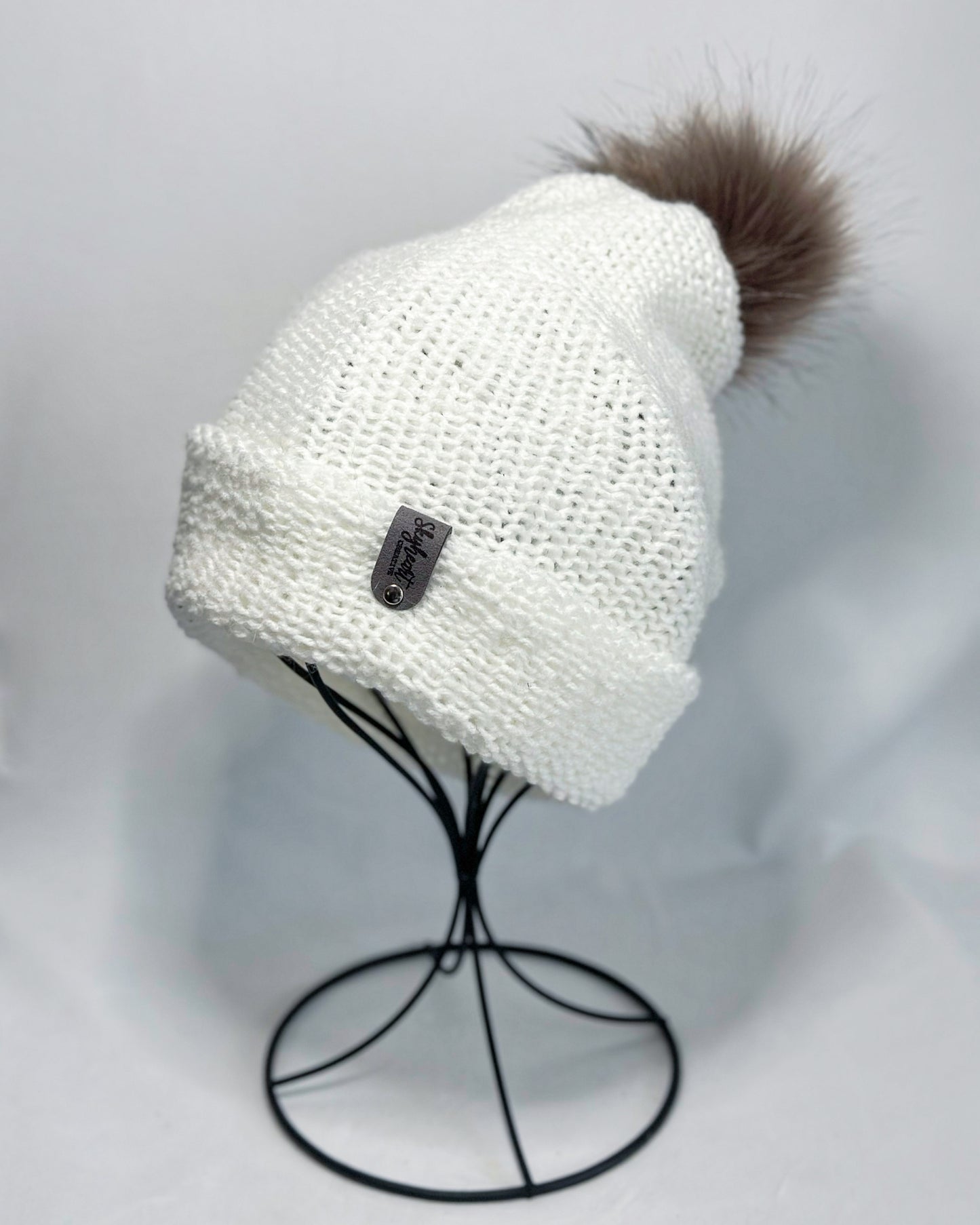 Brown on White Beanie