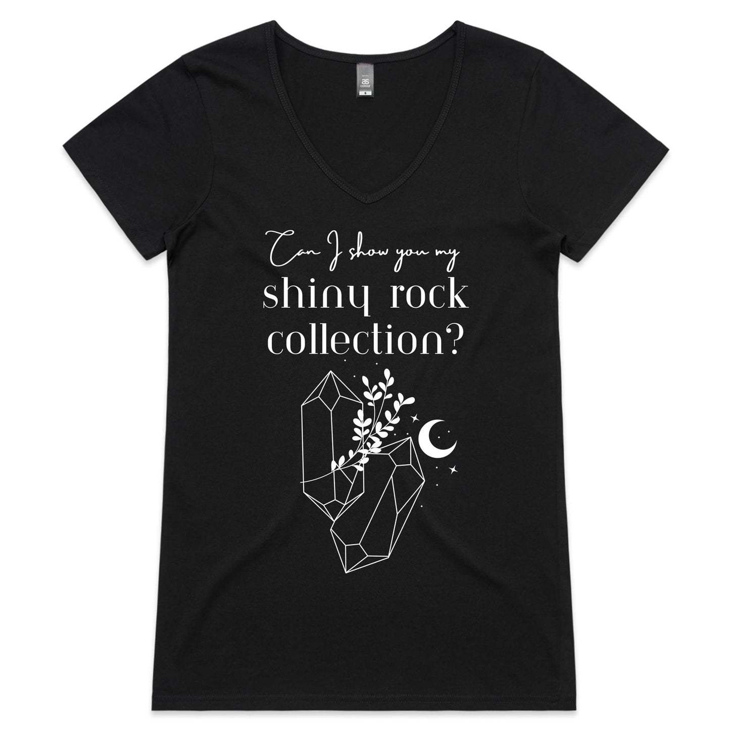 Shiny Rocks Womens V-Neck T-Shirt - Black