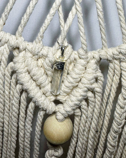 Natural Steel Hoop Hanger with Clear Quartz