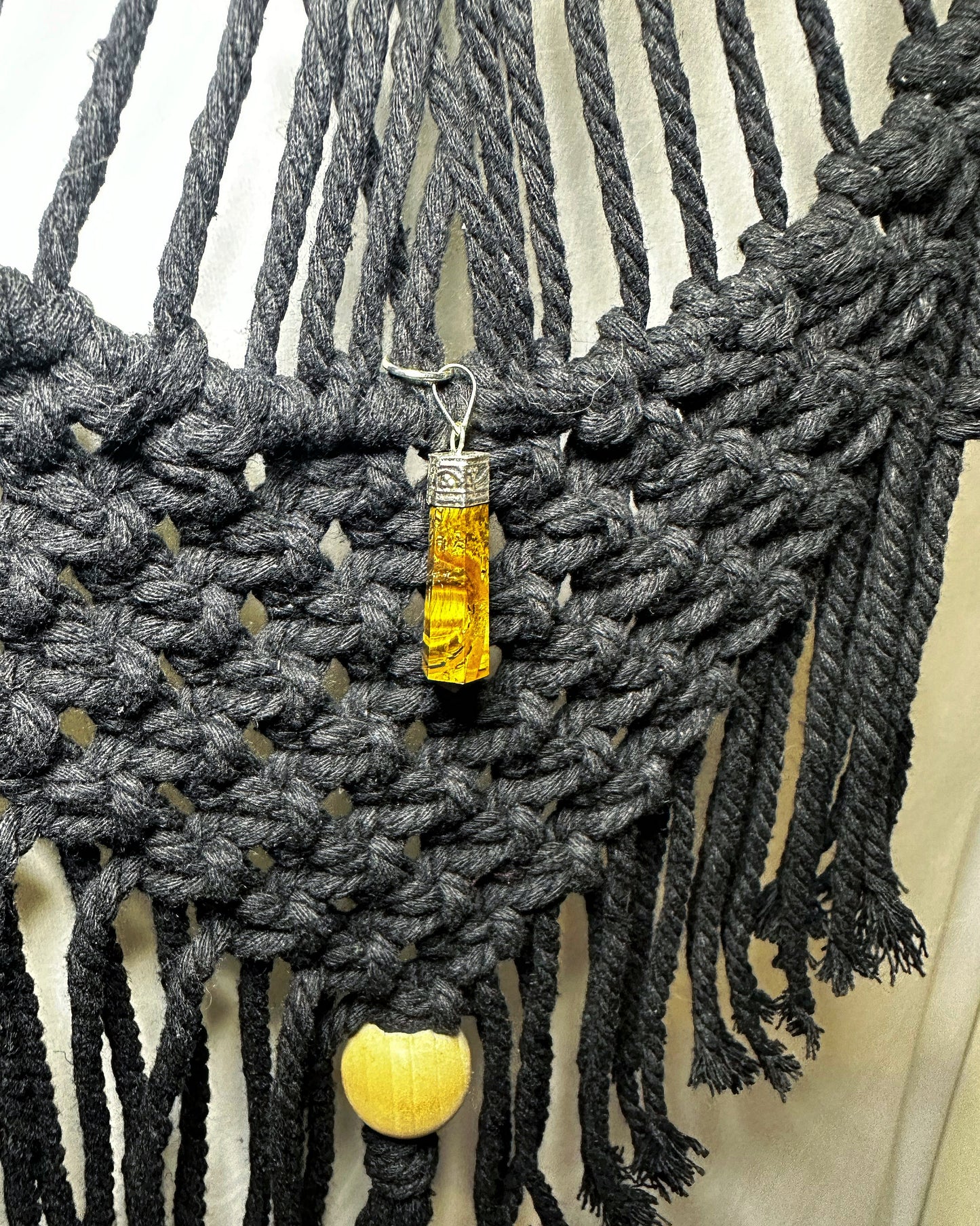 Black Steel Hoop Hanger with Tiger's Eye